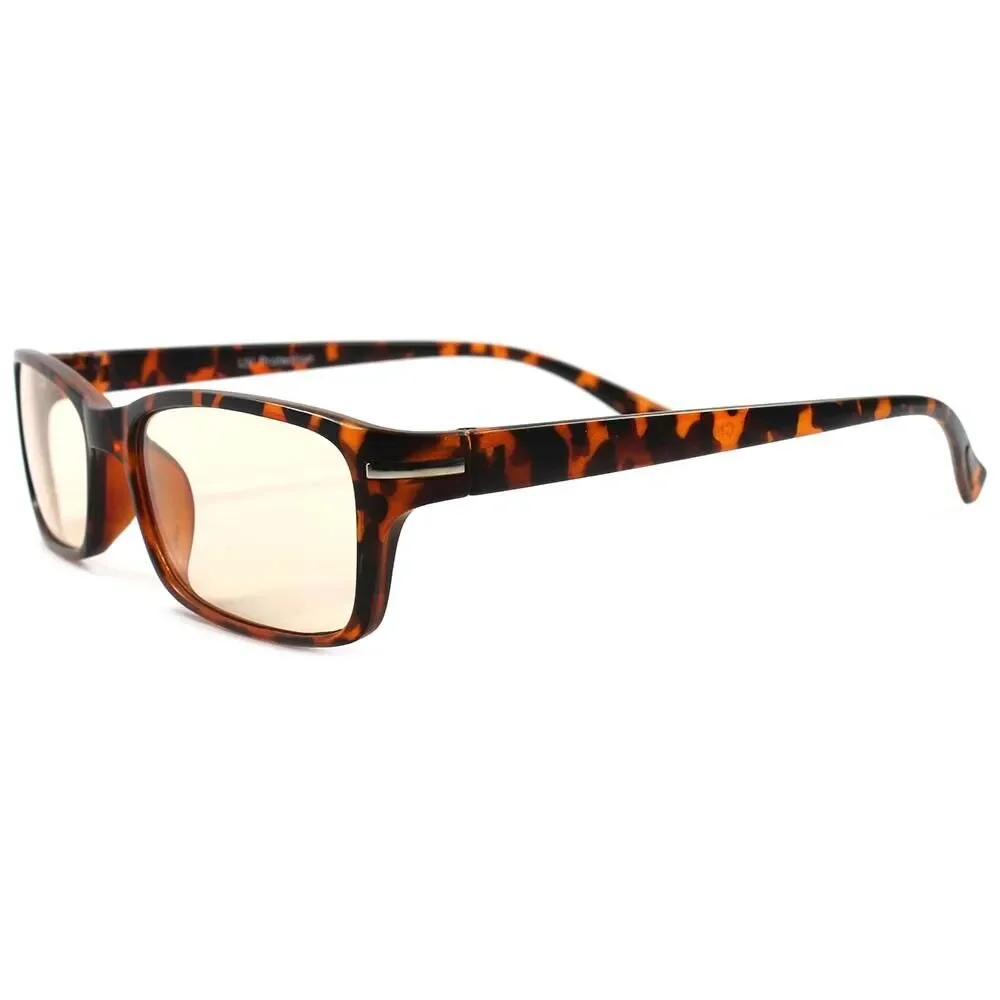 Non Magnified Yellow Tint Tortoise Mens Womens Cool Computer Reading Glasses F43